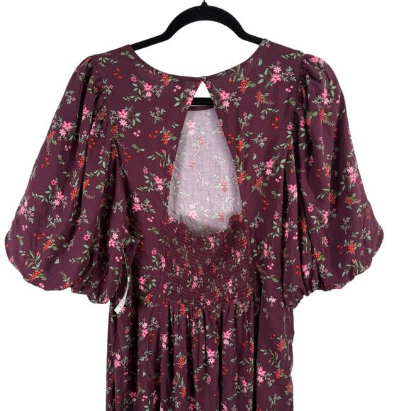 Old Navy Puff Sleeve Purple Floral Maxi Shift Dress Boho NEW Womens Plus 2x - Picture 6 of 9